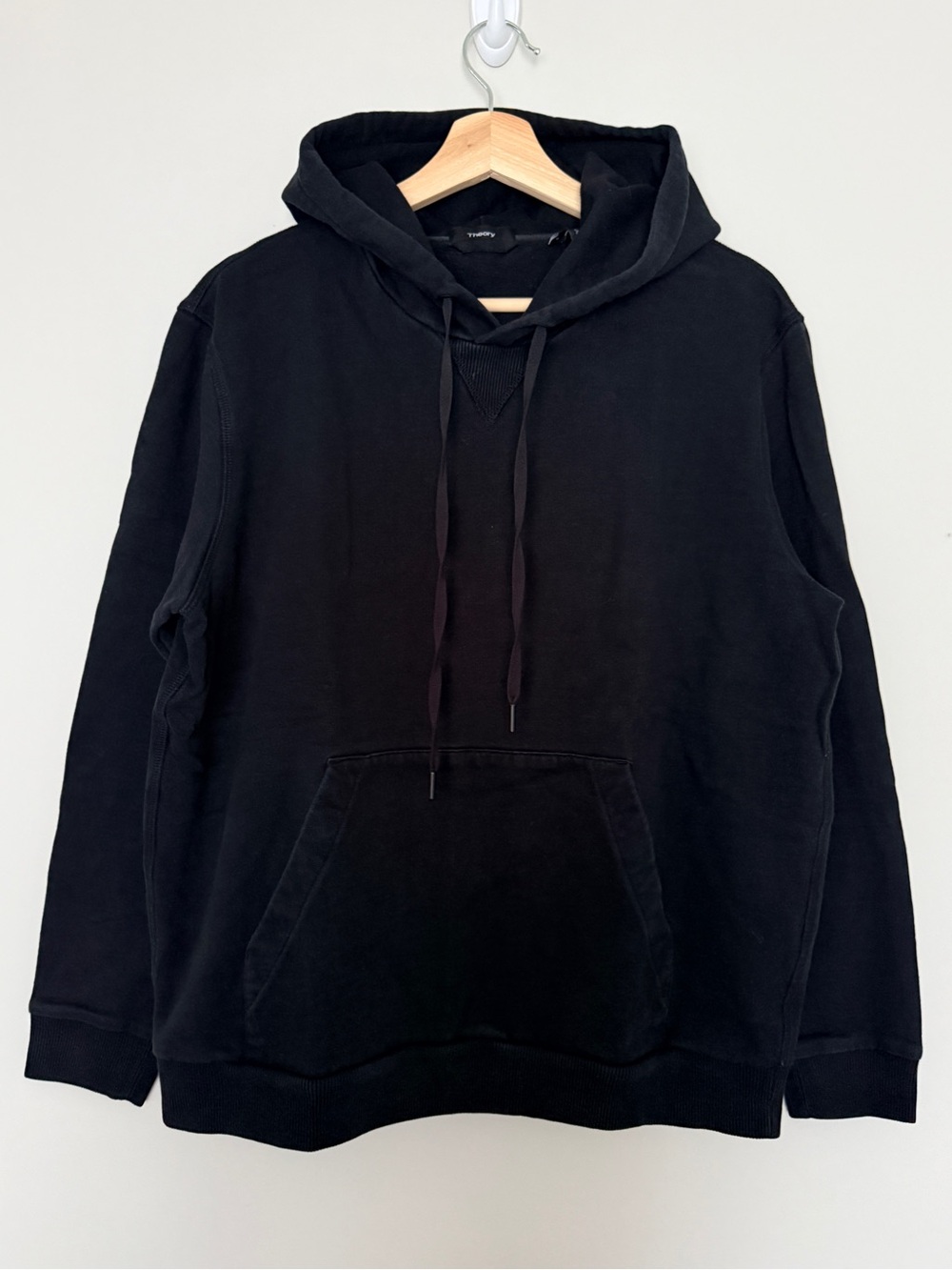 Theory Men's Black Hooded Pullover Sweatshirt